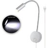 3W LED Bedside Reading Light Flexible Gooseneck Book Lamp Wall Mount Headboard Spotlight with Plug and On/off Switch for Working, Study, Art Display