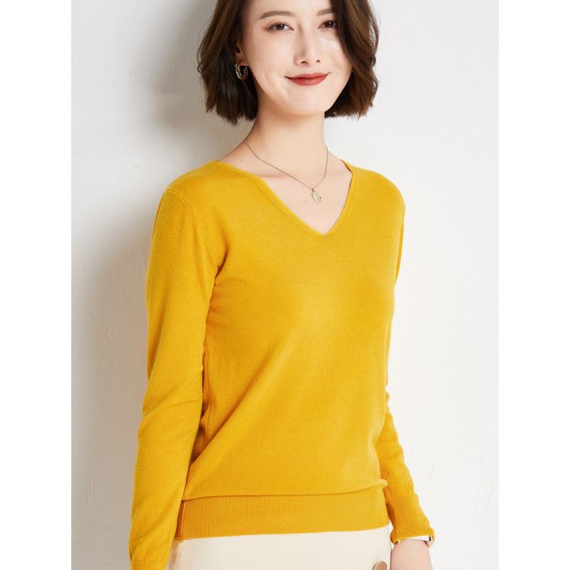 Women's Early Autumn V-Neck Long-Sleeve Loose Pullover Sweater