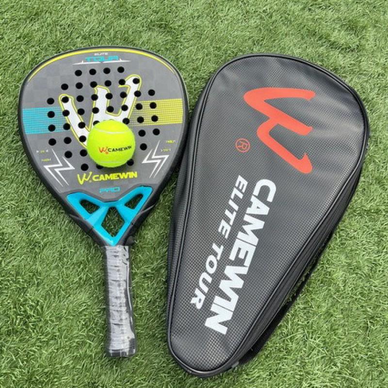 Carbon Fiber Beach Tennis Racket Adults Training Lightweight 95-100g Yellow Blue Triangle Design