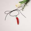 Simple Red Pepper Pendant Boho Style Metal Accessories Cute Fashion Necklace  Girl