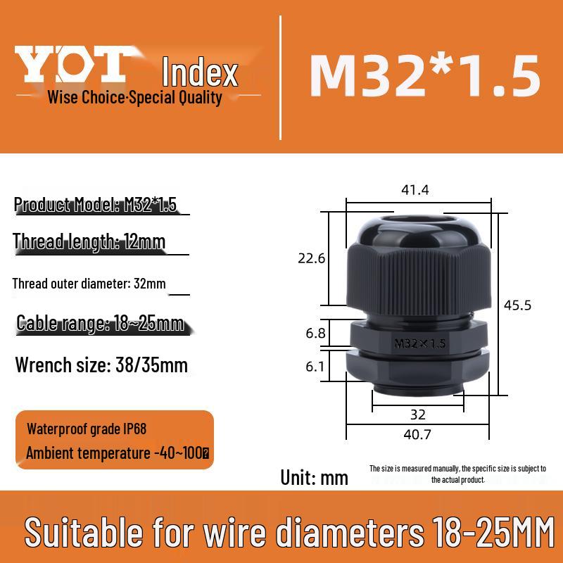 Waterproof Nylon Cable Connector M20*1.5 Plastic Sealing Gland Industrial Accessory
