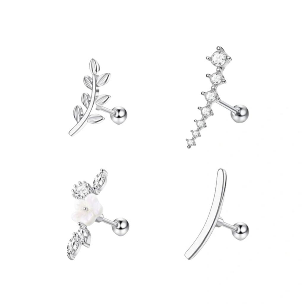 16G Edelstahl Zirkonia Ohrstecker für Damen Helix Conch Knorpel Piercing Schmuck Schraubverschluss