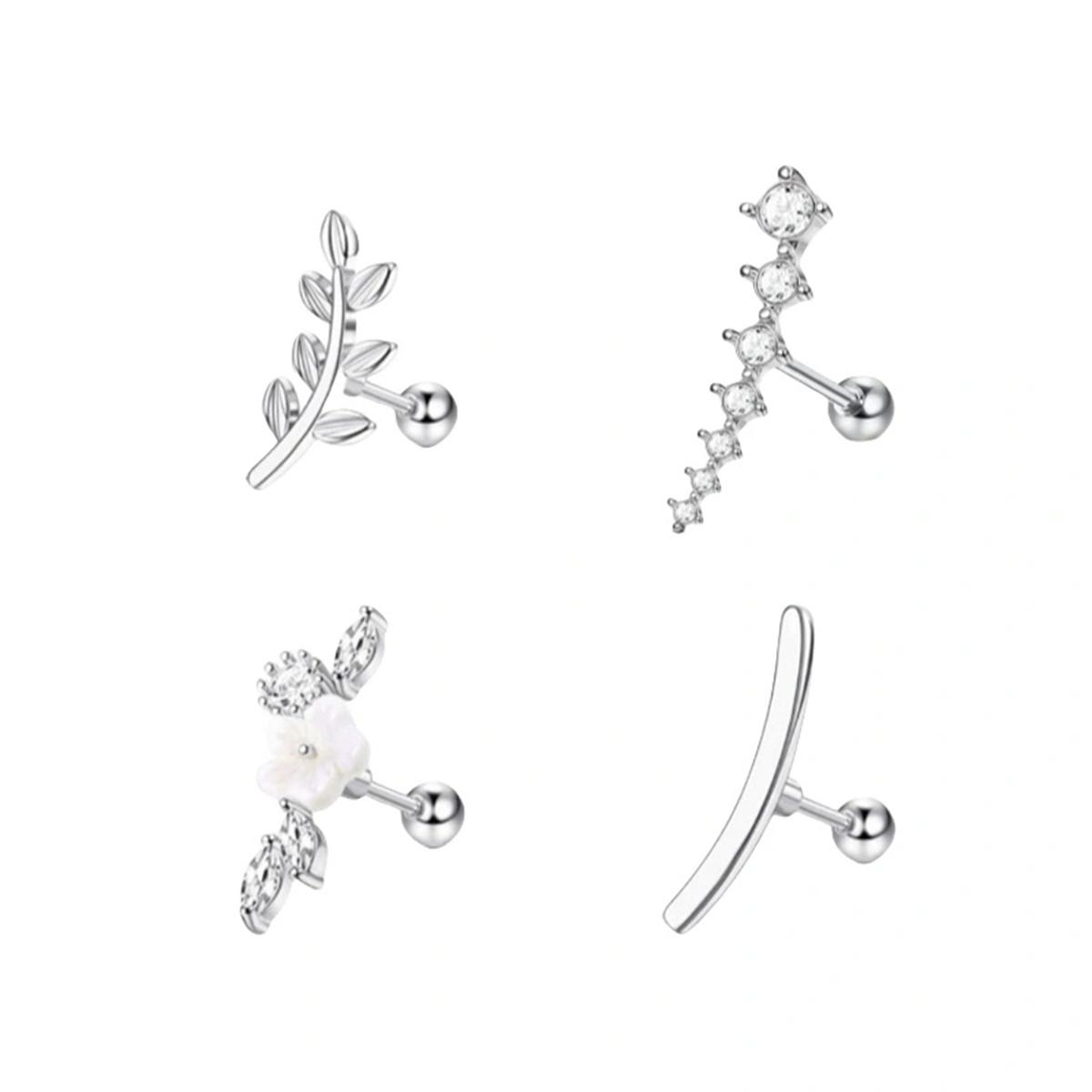 16G Stainless Steel Cubic Zirconia Stud Earrings for Women Helix Conch Cartilage Piercing Jewelry Screw Back