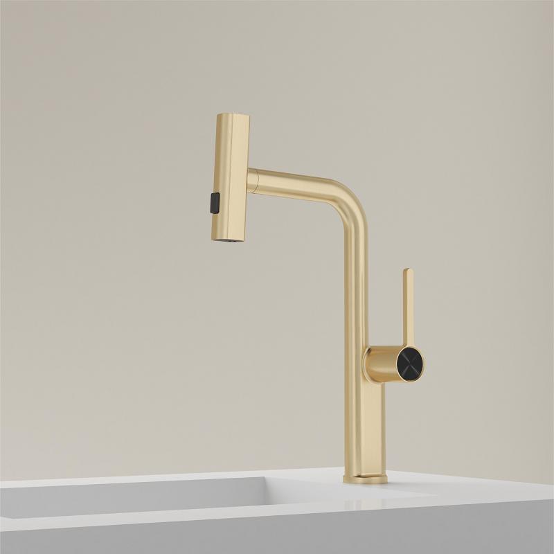 White/Black Brass Waterfall Pull Kitchen Faucet Rain Hot And Cold Mixed Water Sink Faucet Retractable Sprayer Sink Tap Crane