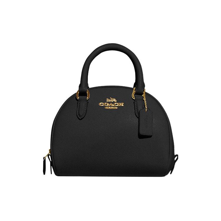 New COACH Sydney Cross Grain Leather Dome Bag, Handbag, Shoulder Bag, Crossbody Bag Small Women's Black CA202-IMBLK