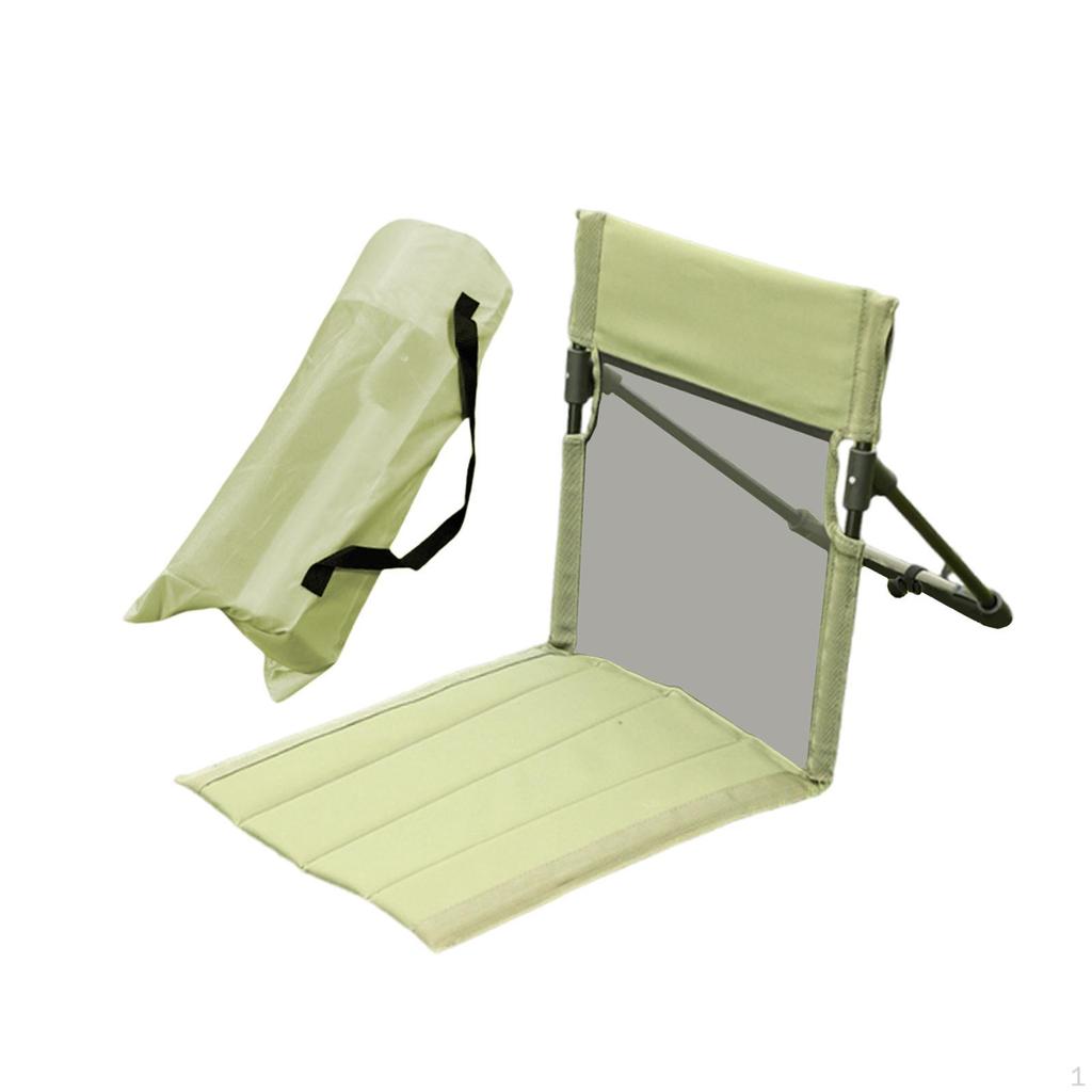 Floor Chair with Back Support Camp Bleacher Cushion Seat Pad Storage Bag Foldable Beach