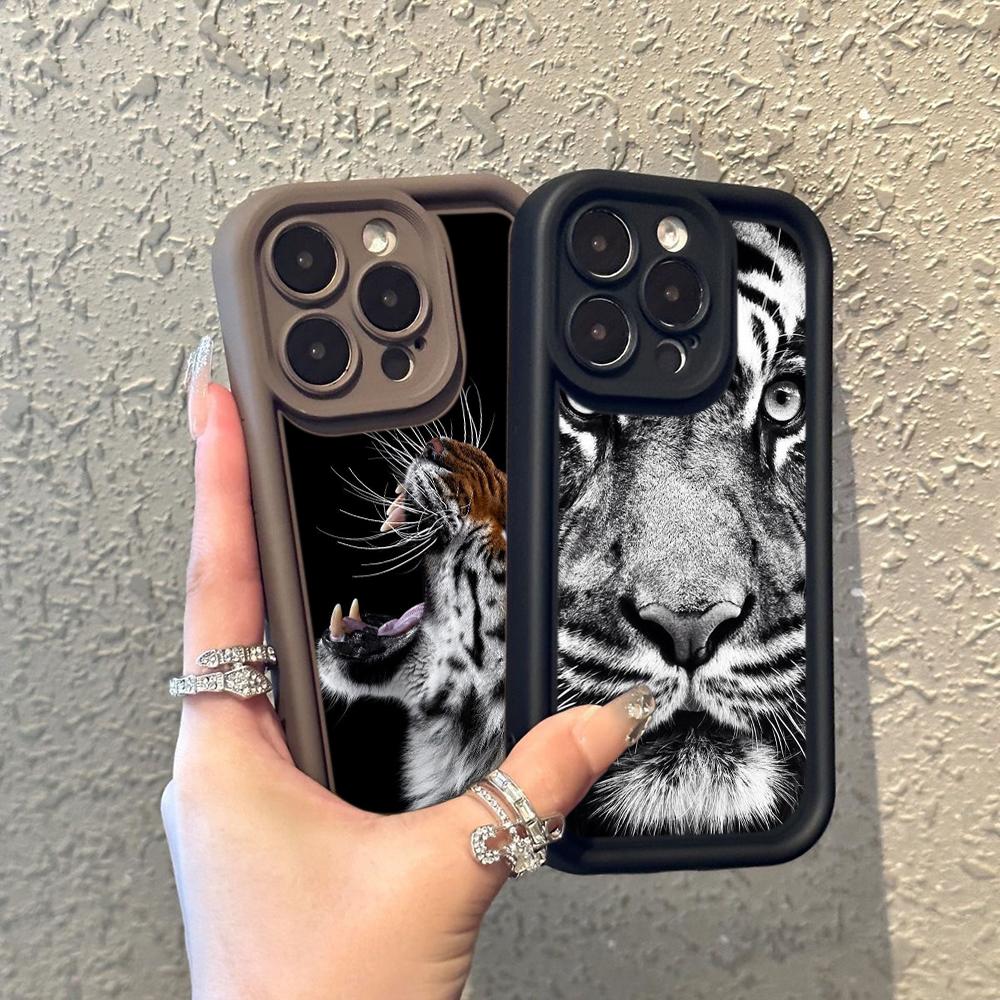 LZ30 Tiger Lion Cat Silicone Phone Case for iPhone 11 13 14 15 16 Pro Max 7 8 16 Plus 12 mini XS Max XR Shockproof Back Cover