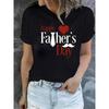 Women's Casual Short-Sleeve T-Shirt with Happy Father's Day Print, Featuring Heart, Tie Mustache Design, Base, Perfect for Festive Wear