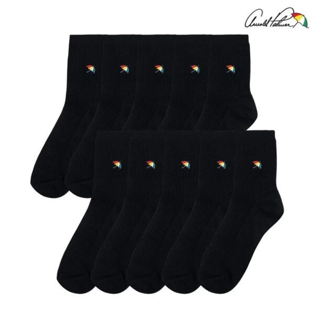 Arnold Palmer Women's Mid-Calf Socks Black Socks Comfortable Ankle Ribbed Socks 10 Pairs For Female Students Made in Korea