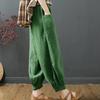Vintage Harajuku Loose Cotton Linen Bloomers Pants Women Summer Oversize High Waist Elastic Korean Pockets Y2k Pants