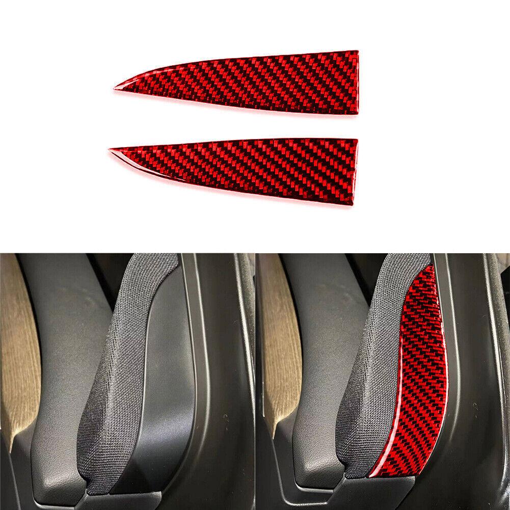 2X Red Carbon Fiber Interior Door Speaker Cover Trim Sticker For Tesla Model 3/Y