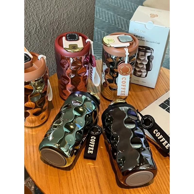 Thermos Stainless Cup Water Bottle Vacuum Cup Coffee Thermos Mug Leak-Proof Non-Slip Temperature Display Cup