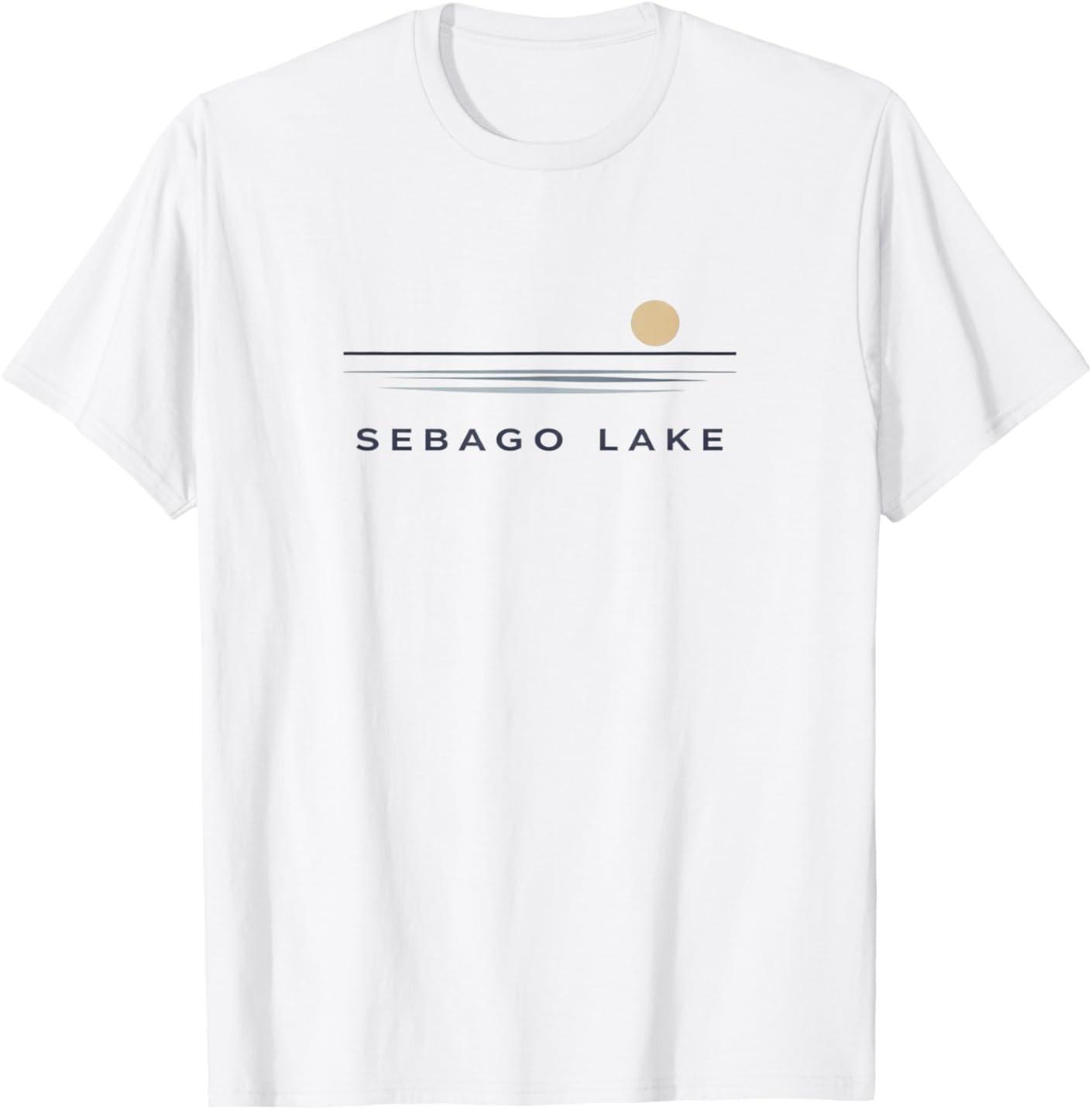 Sebago Lake Maine Minimalist Lake Life Sunset Design T-Shirt S разноцветный