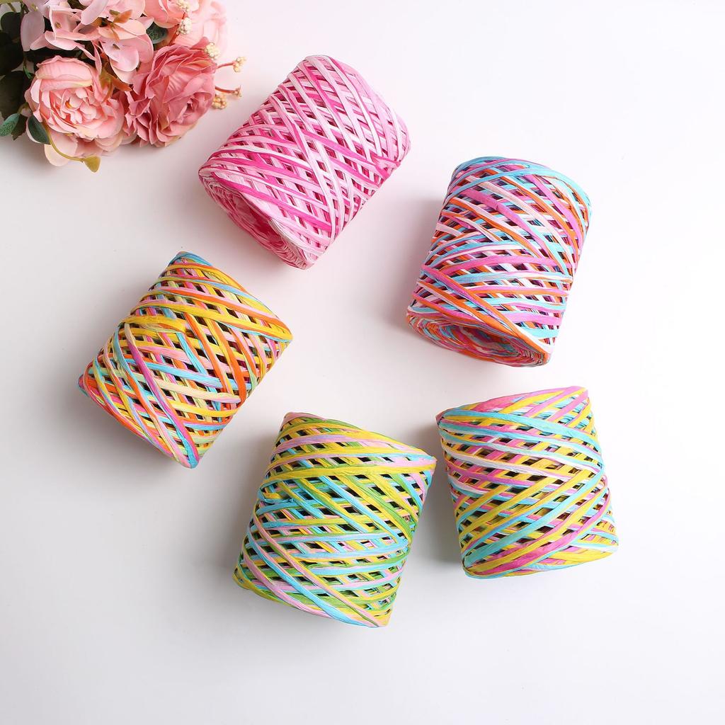200M Natural Raffia Straw Yarn Eco Friendly Paper Thread For Hand Knitting And Crocheting DIY Craft Supplies For Summer Sunhat