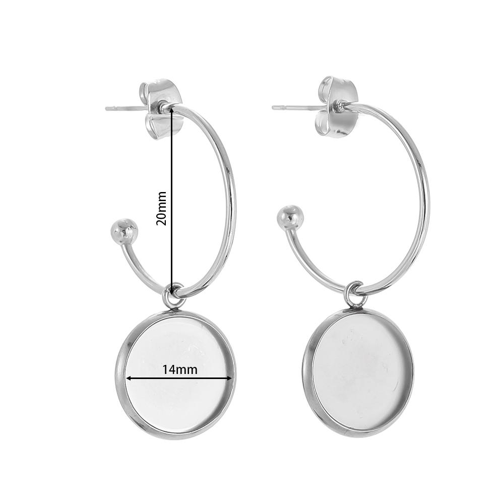 10 Stück Edelstahl C-förmige Ohrhaken Ohrringe Leere Cabochon-Basis, Passend für 8-16mm Glascabochons