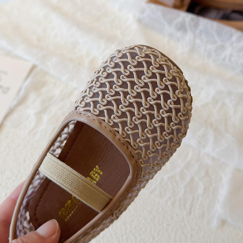 Spring Girl's Casual Shoes Elastic Band Mesh Breathable Chic Kid's Flat Shoe Solid Colors Comfy Daily Holiday Children Shoe 4-6Y