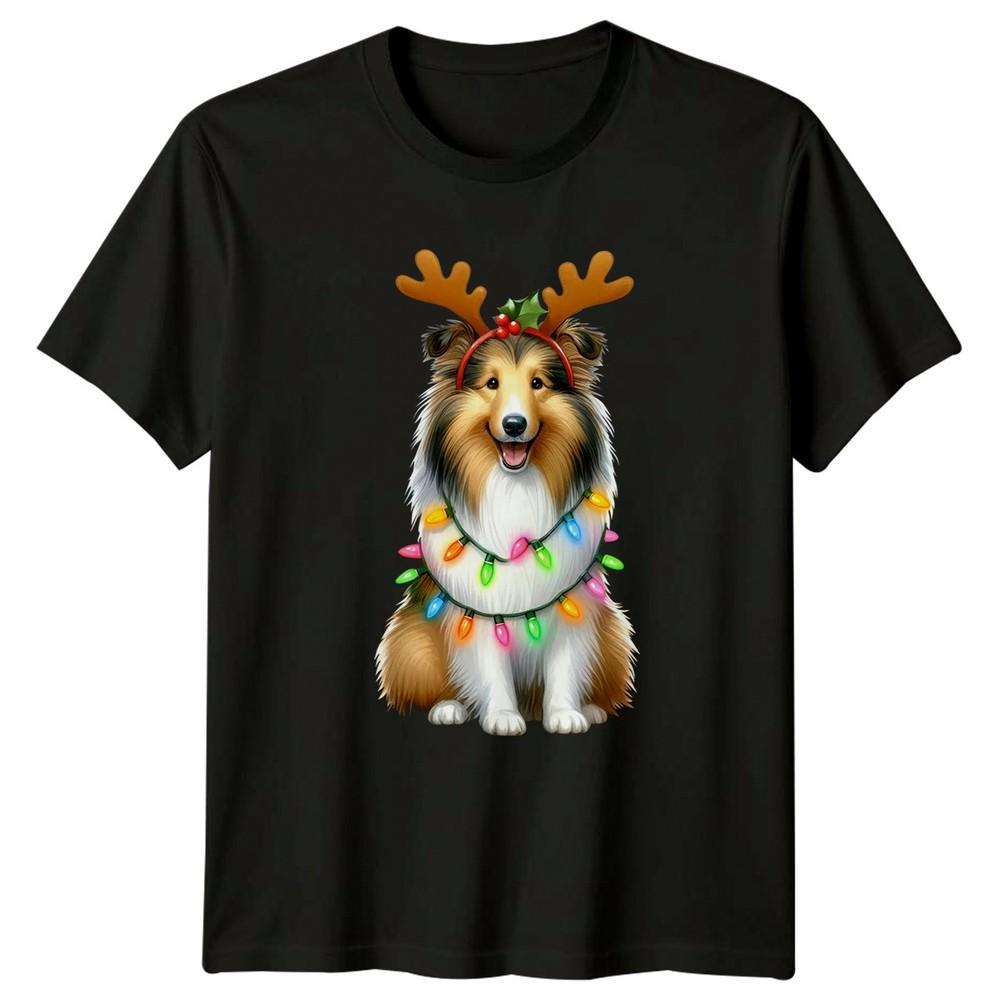Christmas Dog Reindeer Antlers Holiday Animals Unisexs TShirt Unisexs Tee Graphic