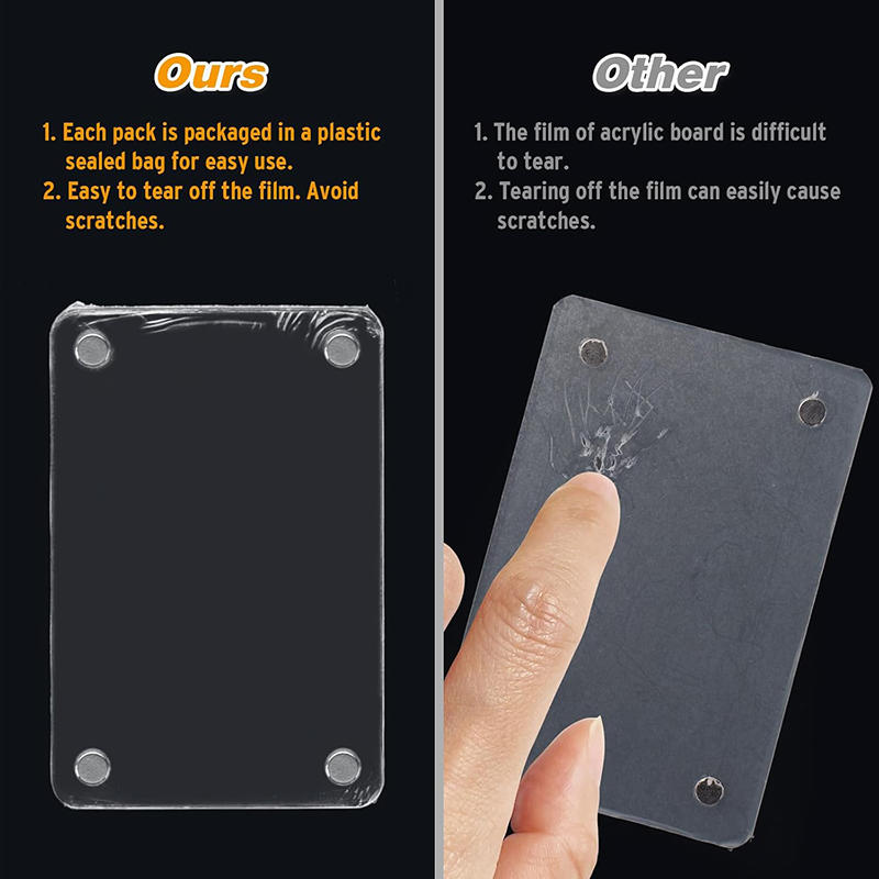 1/3/6pcs Acrylic Refrigerator Magnetic Frame Frame For 1/3/4 Inch Photo Clear Reversible Refrigerator Magnet Photo Frame Display