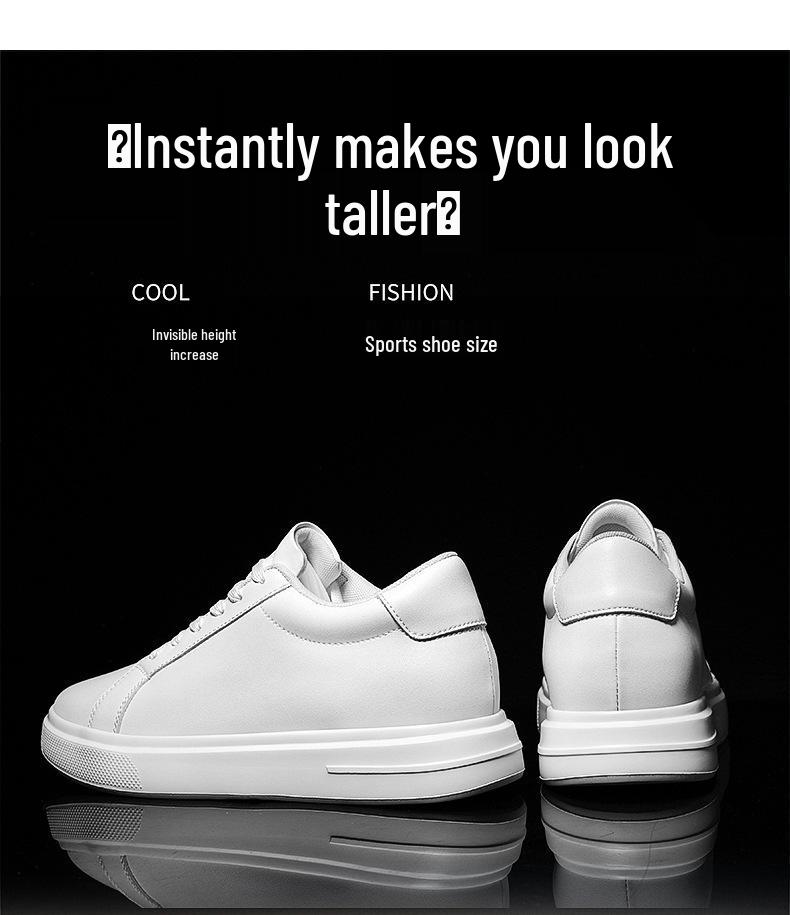 Invisible 8CM Height Increasing Men's Thick Sole White Casual Outdoor Sports Board Shoes