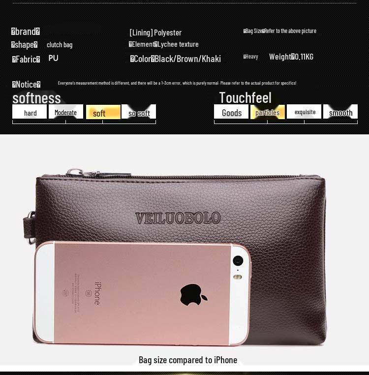 Lychee-Narben Leichtgewichtige Echtes Leder Lange Reißverschluss-Geldbörse-Clutch: Große Kapazität, Superweich, Einfache Handytasche