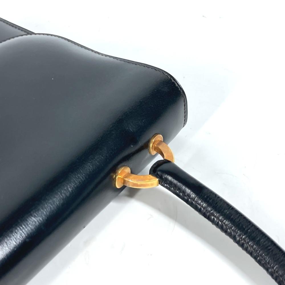 HERMES vintage Ring Do Hand Bag Flap Shoulder Bag Bock Scarf Black/GoldHardware