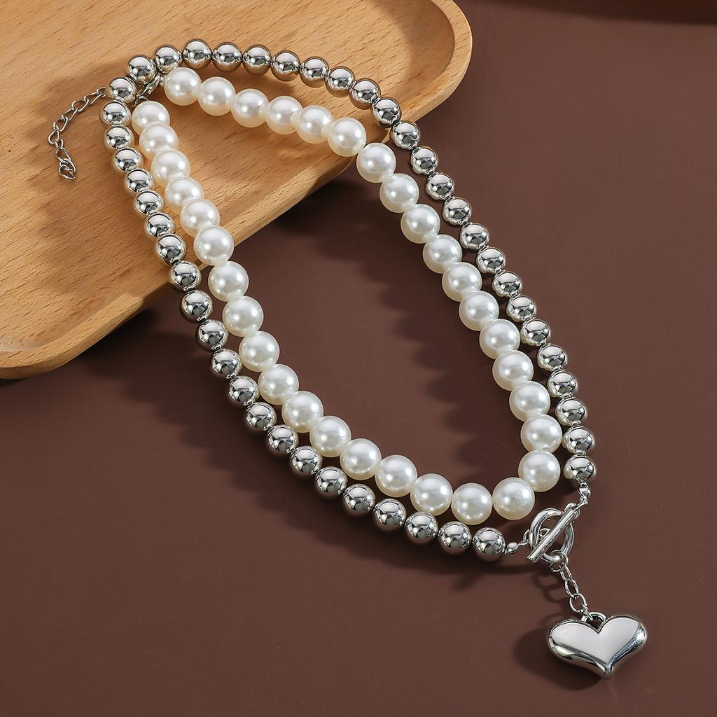 Pearl Love Pendant Necklace Sense Niche Clavicle Chain Titanium Steel Neck Chain Jewelry