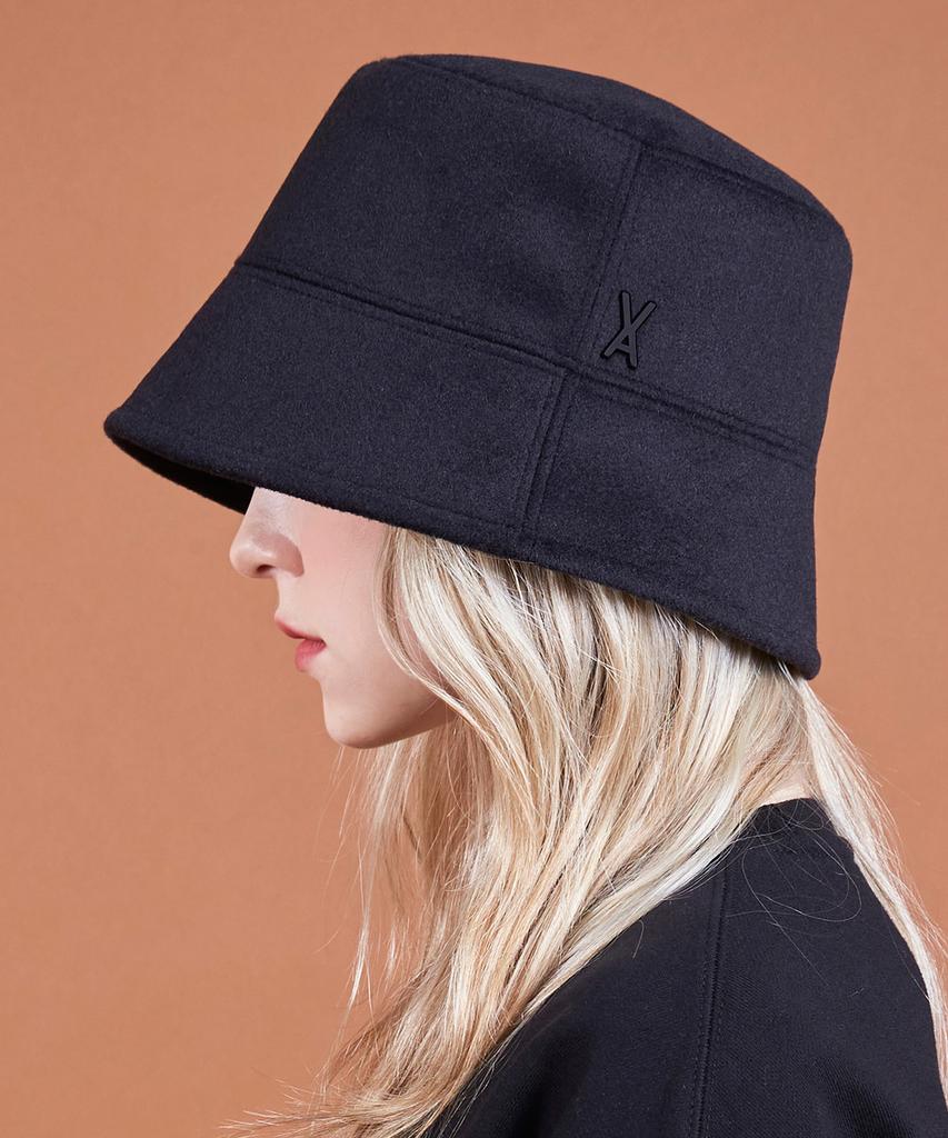 Bajal Studded Drop Oversized Wool Bucket Hat Black