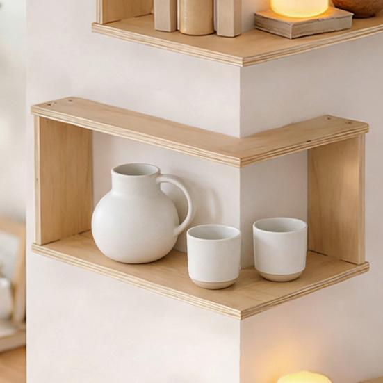 Schwebende Eckregale Holz-Wandregal L-förmiges Wandmontiertes Eck-Displayregal für Wohnzimmer Schlafzimmer Badezimmer