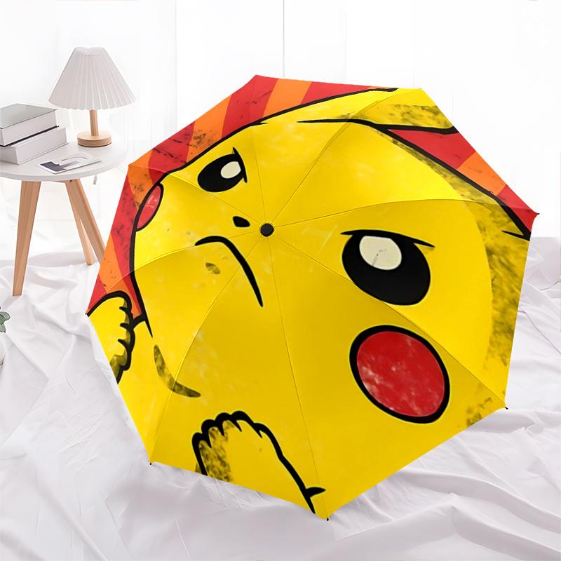 

1pc Angry Pikachu Automatic Folding Umbrella - 3 Folding Design, Vivid Cartoon Pattern, Suitable for Outdoor Activities, A Gift for Fans In All S
