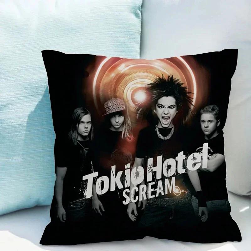 

Чехол для подушки-дивана для автомобиля Tokio Hotel, двусторонняя печать, домашний декор, детские наволочки для декоративных подушек из короткого плюша 45x45cm серый