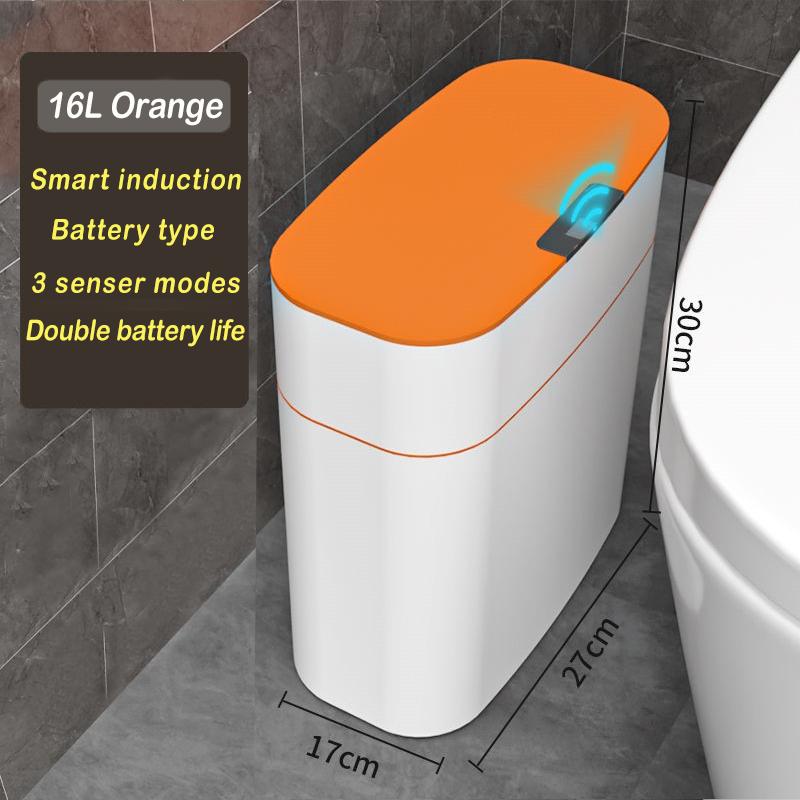 16L New Smart Trash Can High-tech Induction Storage Bucket Bathroom Deodorant Waterproof Trash Can Household with Lid Creative
