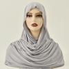 Sciarpa Hijab in Jersey di Cotone da Donna con Bordo Scintillante Sciarpa a Spalla Hijab Turban in Jersey Morbido Premium da Donna Copricapo Islamico Monocolore