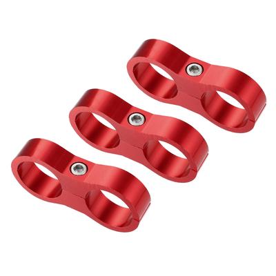 AN12 Car Hose Separator Clamp Fuel Line Connector Fuel Hose Red 3 Pieces Aluminum Alloy
