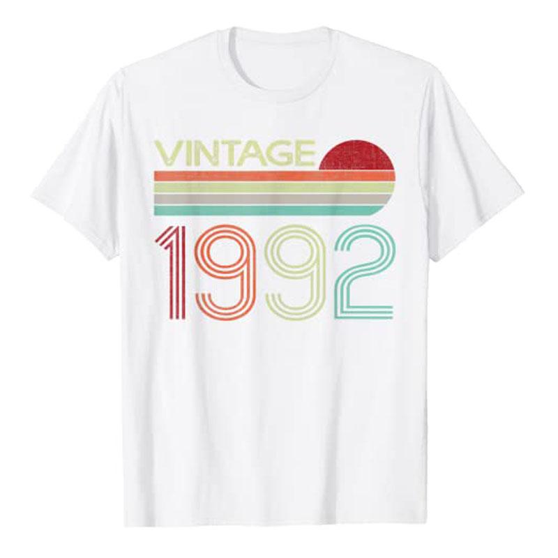 

Vintage 1992 34th Birthday Gift Unisex Women 34 Years Old TShirt Graphic Tee Tops Aesthetic Clothes Short Sleeve Blouses Novelty S