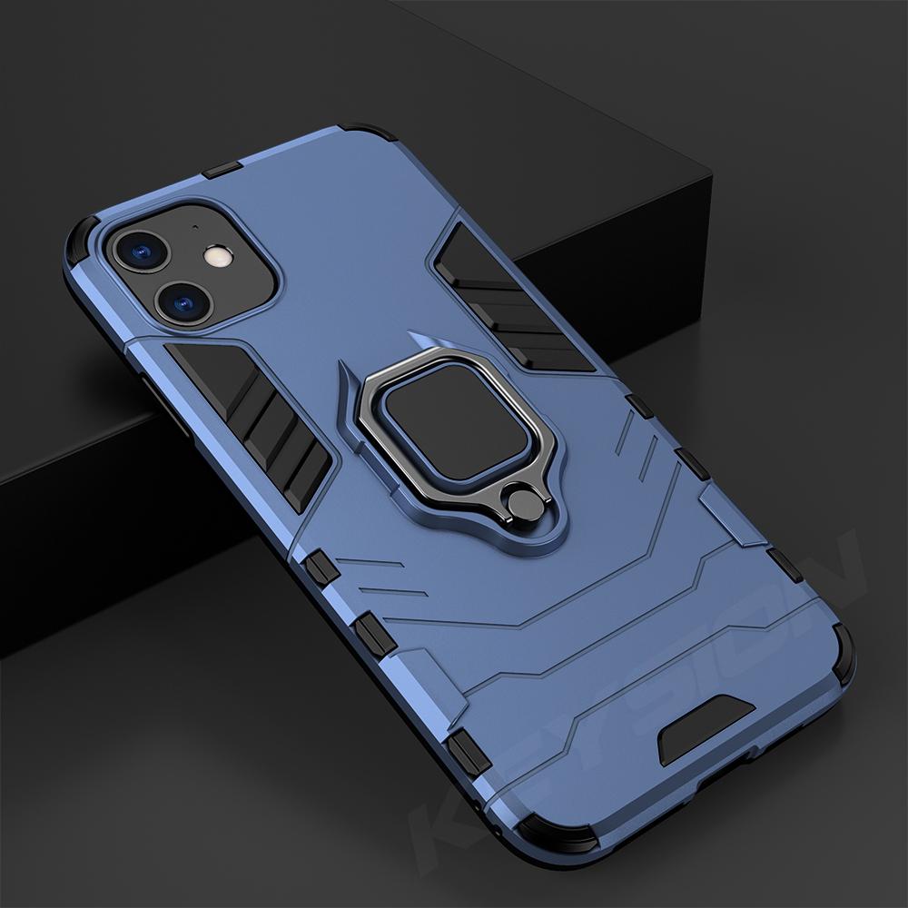 

Противоударный защитный чехол KEYSION для iPhone 11 Pro Max XS XR 6S 7 8 Plus 5s с подставкой, автомобильный кольцевой чехол для телефона For iPhone 5S SE синий