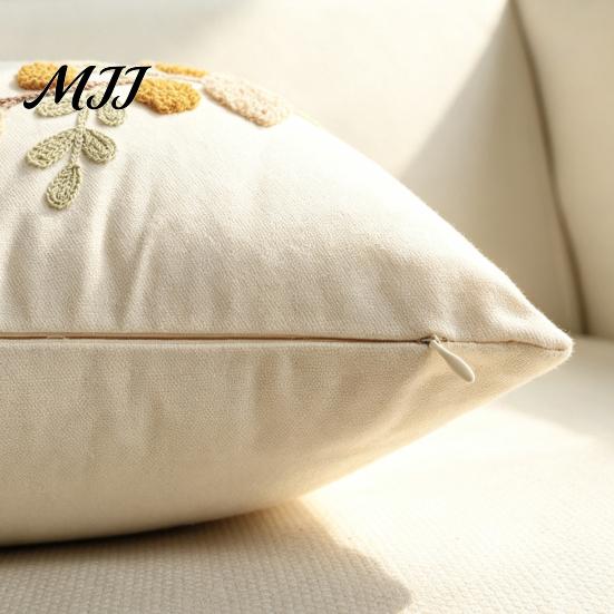 Fall Decorative Pillow Covers Autumn Wreath Cushion Cover, Thanksgiving Throw Leaf Embroidery Autumnal Bedroom Accent Cover Case for Sofa Couch