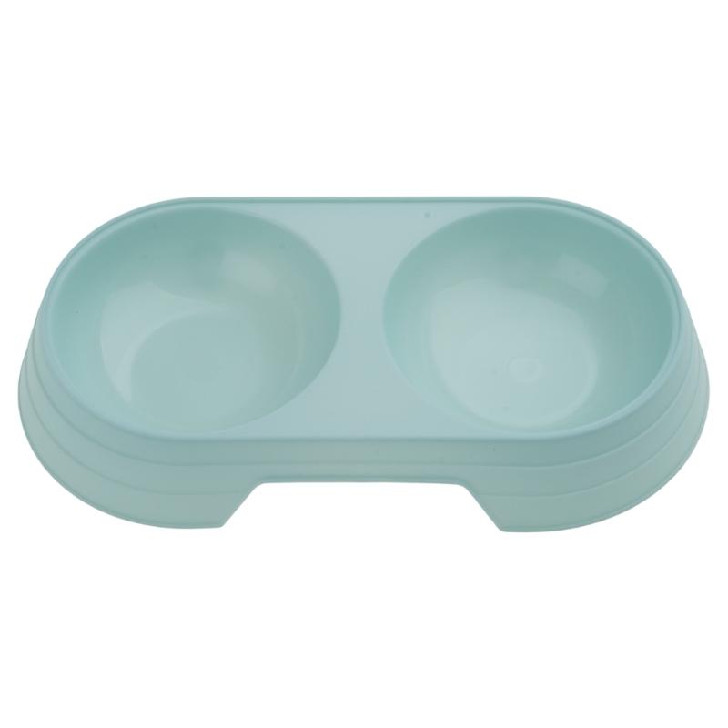 

Пластиковая миска для кормления питомцев с двумя отделениями для маленьких пород, котят, с нескользящим дизайном для домашнего использования и путешествий зелёный