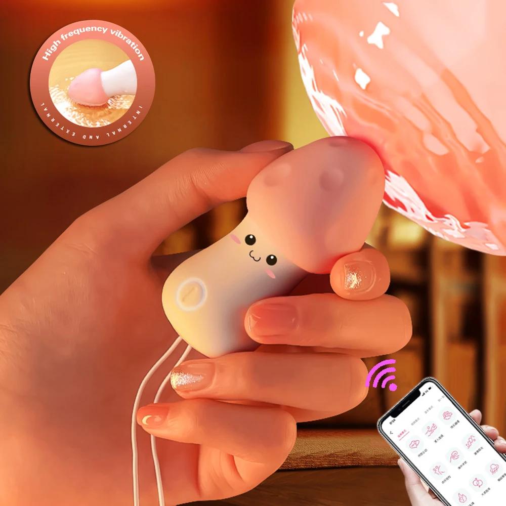 Mini Powerful Bullet Vibrator APP Remote Control Mushroom Head Women Clitoral Stimulator Vaginal G Spot Masturbation Erotic Sexy