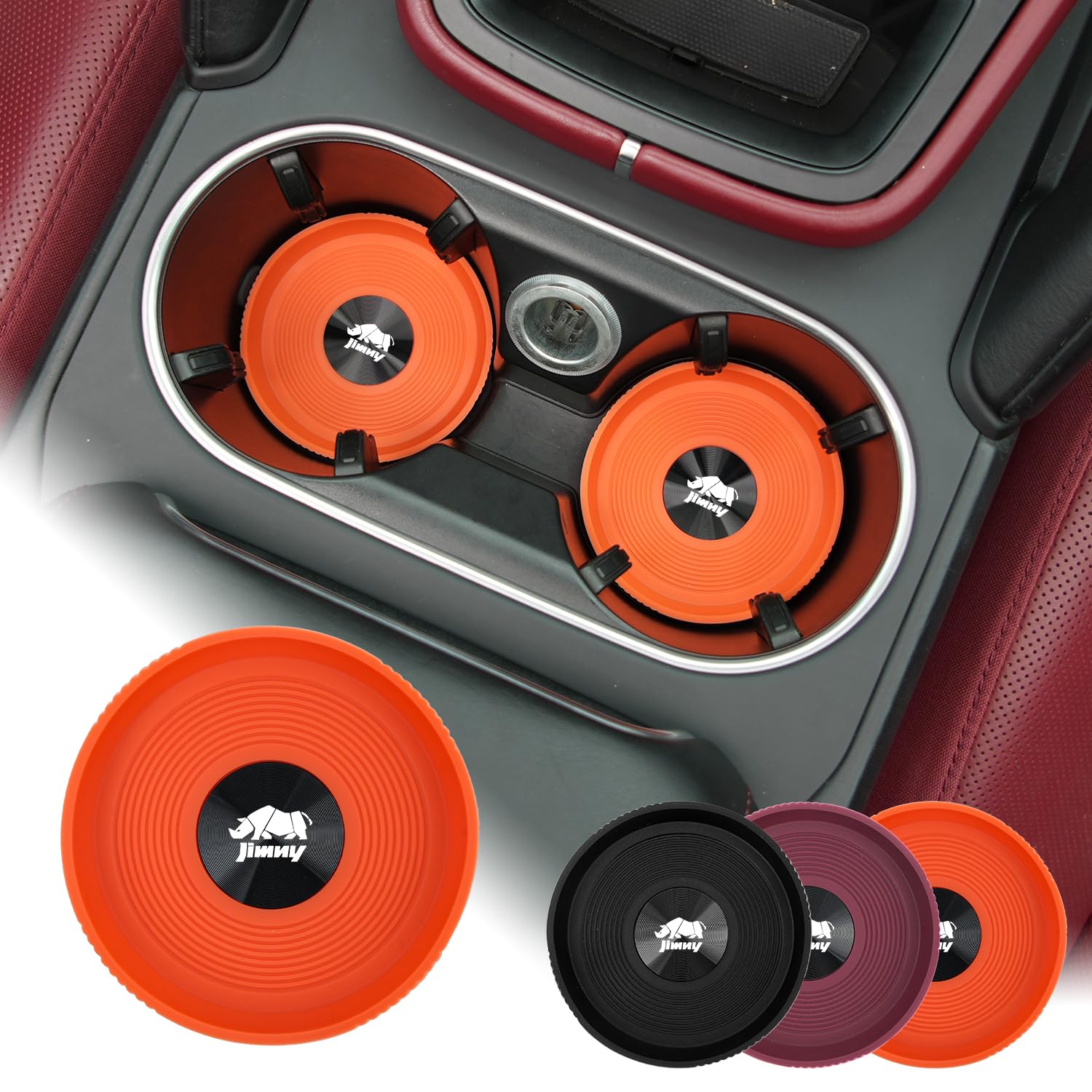 

car 3D round cup mats for car drink JIMNY JB64 Jimny Jimny Sierra custom interior stylish silicone premium metal car convenient car set of 2 оранжевый