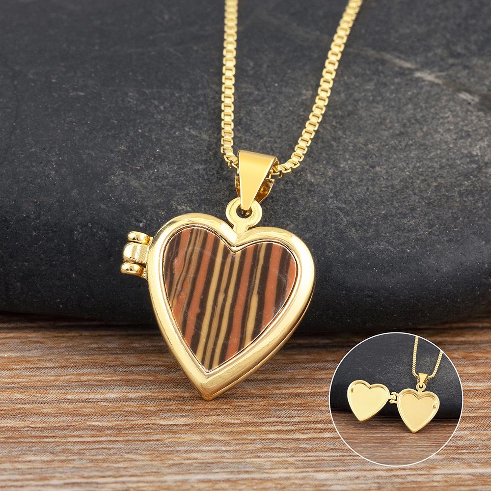 Nidin New Creative Design Love Heart Shape Flip Pendant Necklace For Women Men Family Photos Souvenir Jewelry Accessories Gifts