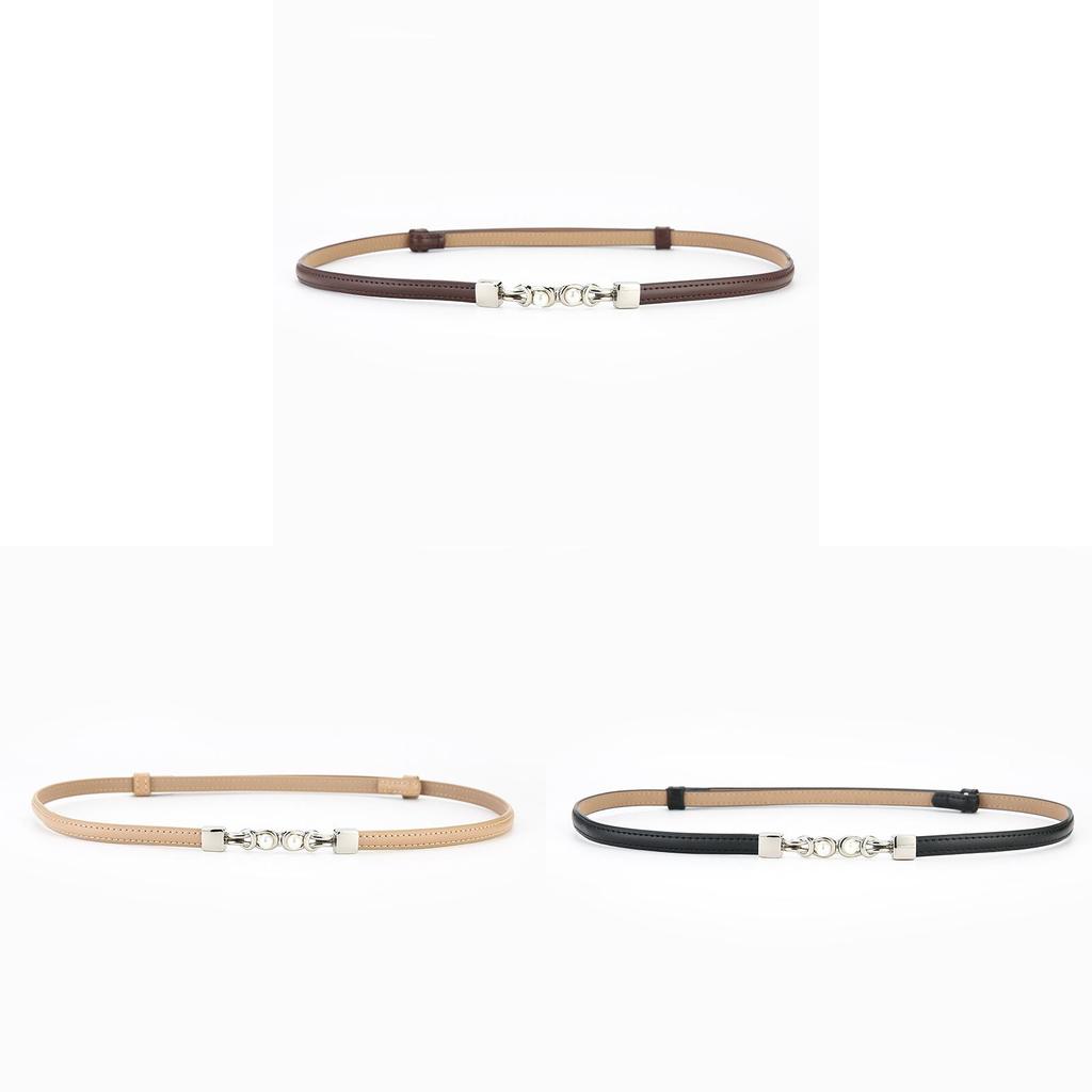 Genuine Leather Womens Adjustable Pearl Pullthrough Waist Belt For Elegant Dress And Suit Outfit