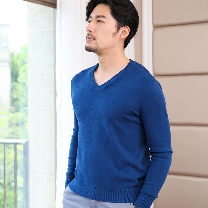 Herren Übergröße Uni V-Ausschnitt Pullover - Herbst/Winter Business Strickpullover