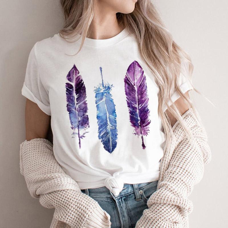Women Tshirt Cartoon Purple Flower Floral 2025 Summer Spring T Shirt Female Clothes Graphic 90S Aesthetic Kawaii Tee Tops Lady