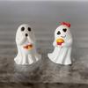 Halloweenská figurka ducha Roztomilá malá bílá soška ducha Stolní ozdoby ducha Pryskyřičné řemesla pro vnitřní venkovní verandu Domácí stolní dekorace