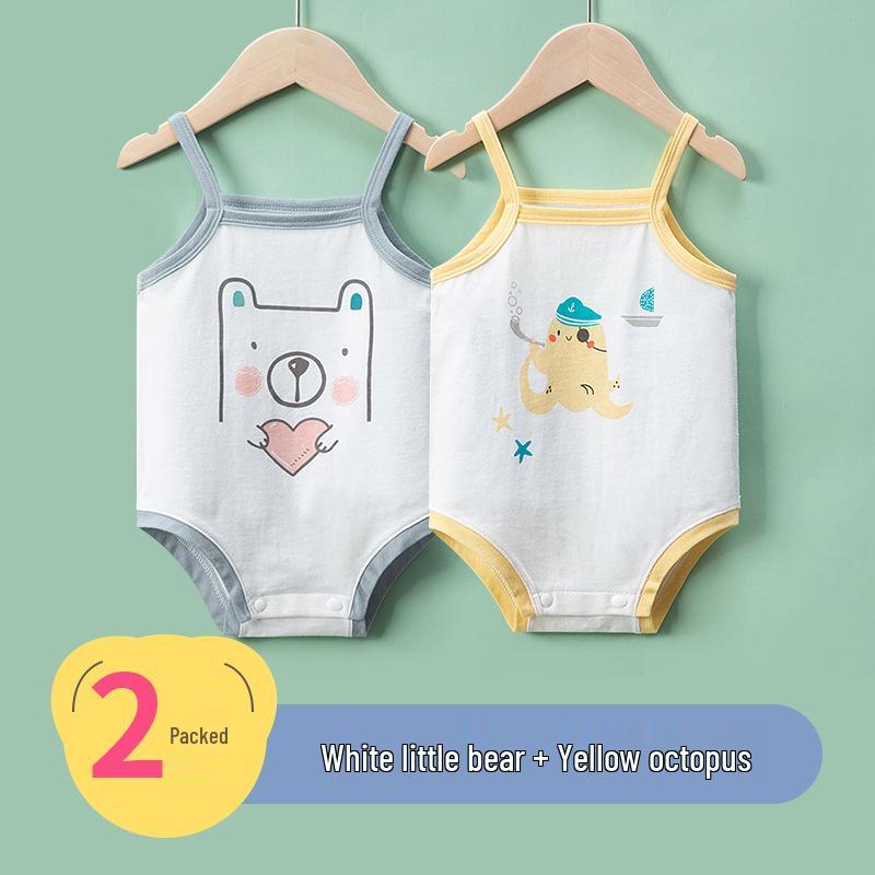 Newborn Infant Sleeveless Romper - Cute Strappy Summer Bodysuit for Boys & Girls