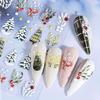 Weihnachts-Nagelkunst-Aufkleber Abziehbilder 1 Blatt, Winter Weihnachtsbaum Blätter Muster Geprägte Selbstklebende Nagelaufkleber, DIY Nagelkunst Dekoration