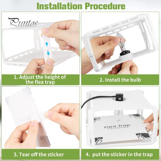 Indoor Flea Trap Retractable Energy Saving Kid-friendly High Brightness Simple Installation Pet Control No-Radiation Indoor Sticky Flea Trap with LED