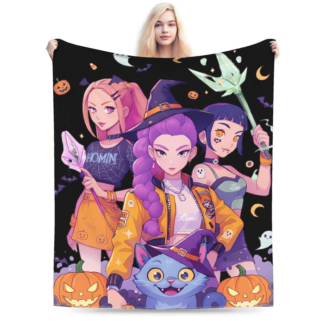 Saja Boyband Kpop Dämonenjäger Decke Weich Warm Neuheit Plüsch Überwurfdecke Für Kinder Draußen Flanell Bettdecke Bettbezug