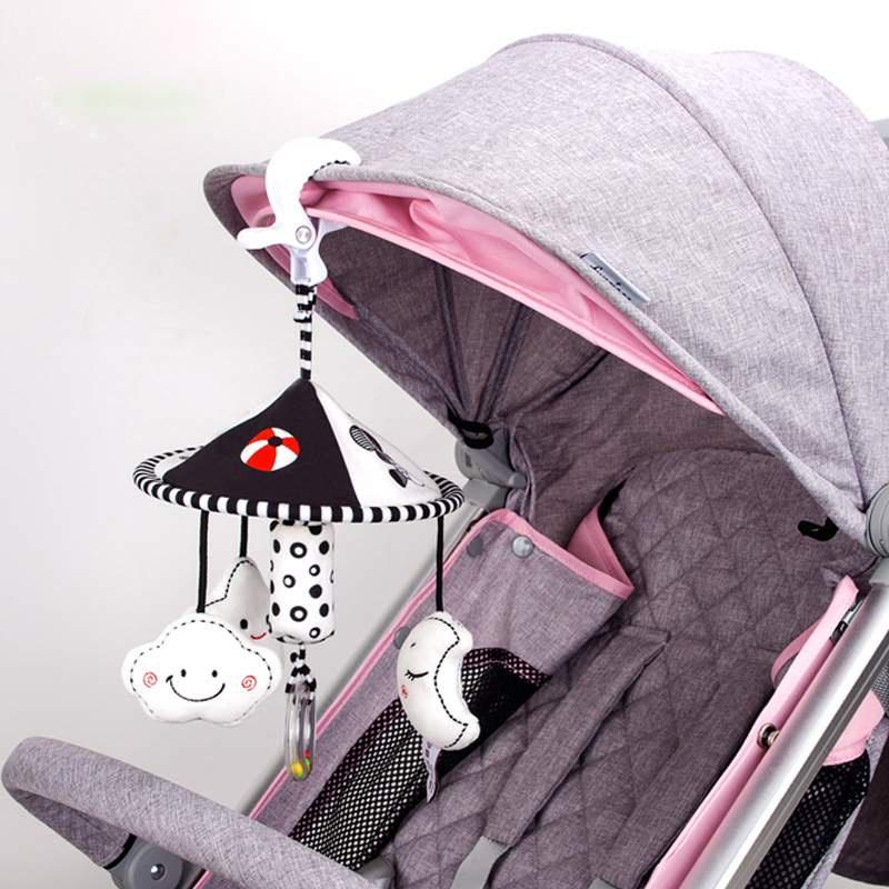 Infant Black And White Rattle Bell Wind Chime Baby Cot Hanging Rotation Bed Bell