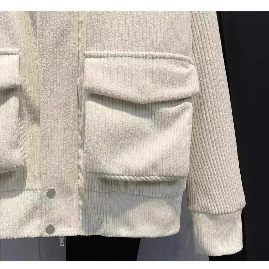 Autumn Korean Trendy Men's Corduroy Jacket - Solid Color, Warm, Cool Zipper Design